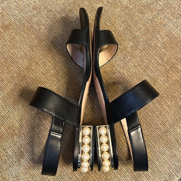 Nickolas Kirkwood two strap black sandals with pearl heel - Picture 5 of 9